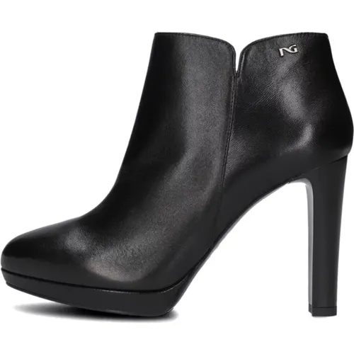 Elegante Schwarze Lederstiefel , Damen, Größe: 37 EU - Nerogiardini - Modalova