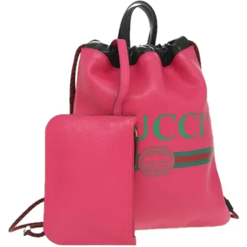 Pre-owned Backpacks, female, , Size: ONE SIZE Pre-owned Leather Backpack - Gucci Vintage - Modalova