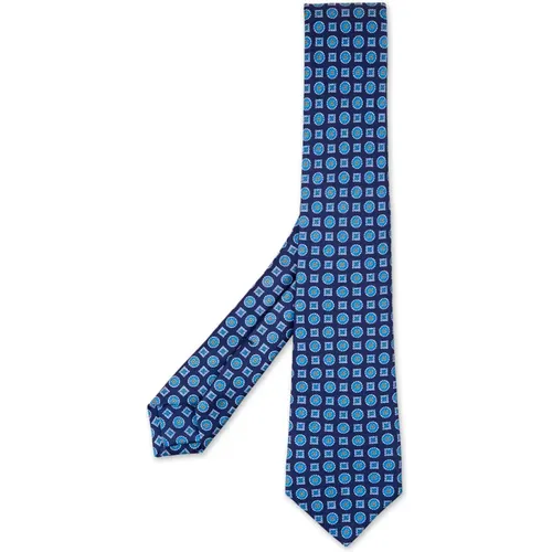 Blue Silk Tie with Delicate Micro Pattern , male, Sizes: ONE SIZE - Kiton - Modalova