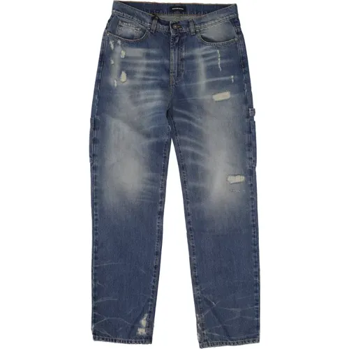 Straight Jeans, male, , Size: W31 Ripped Cotton Jeans - Salvatore Santoro - Modalova