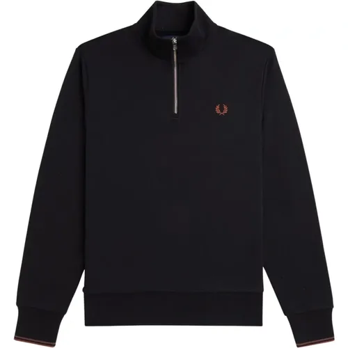 Sweatshirts, male, , Size: 2XL Half Zip Cotton Jersey Sweater - Fred Perry - Modalova