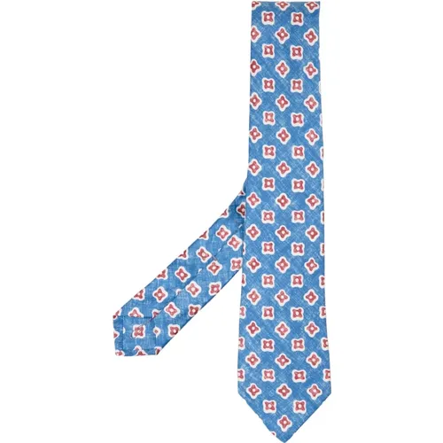 Blue Floral Silk Tie , male, Sizes: ONE SIZE - Kiton - Modalova