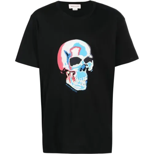 Solarisiertes Skull Logo T-Shirt , Herren, Größe: L - alexander mcqueen - Modalova