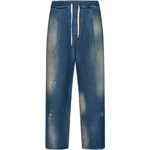 Zerissene Denim-Jeans mit Falten , Herren, Größe: M - A Paper Kid - Modalova