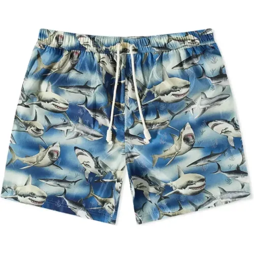 Beachwear, male, , Size: S Shark Logo Swim Shorts - Palm Angels - Modalova