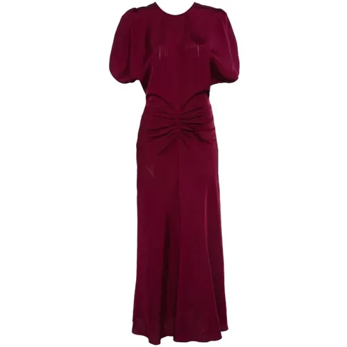 Burgund Langes Midi Kleid - Victoria Beckham - Modalova