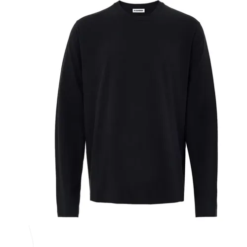 Long Sleeve Tops, male, , Size: M Long Sleeve Logo Embroidered T-Shirt - Jil Sander - Modalova