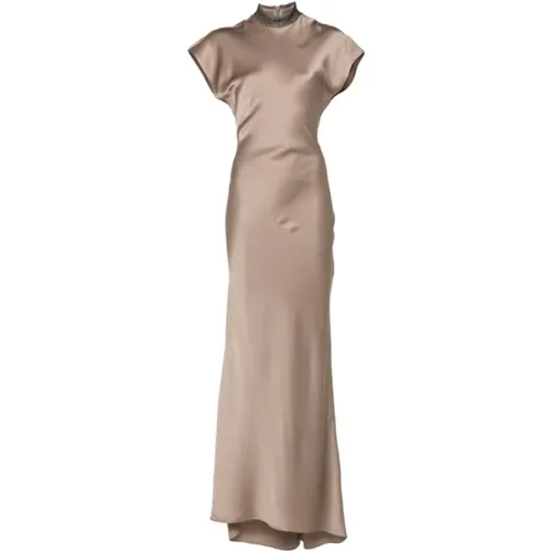 Satin Maxikleid mit Ketten-Detail - BRUNELLO CUCINELLI - Modalova