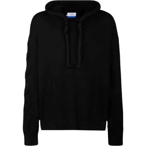 D Diag Knit Hoodie , male, Sizes: S, M - Off White - Modalova