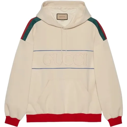 Hoodies, male, , Size: XL Web-stripe logo-embossed hoodie - Gucci - Modalova