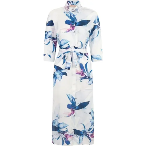Floral Midi Shirt Dress with Lace , female, Sizes: XL - Twinset - Modalova