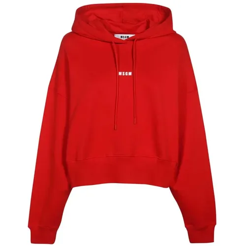 Baumwoll-Hoodie mit Logo-Print , Damen, Größe: 2XS - MSGM - Modalova