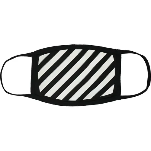 Accessories, male, , Size: ONE SIZE Striped Cotton Mask - Off White - Modalova