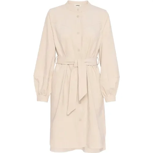 Puff Sleeve Shirt Dress Oatmeal , female, Sizes: XL, M, XS, S, L - Soaked in Luxury - Modalova