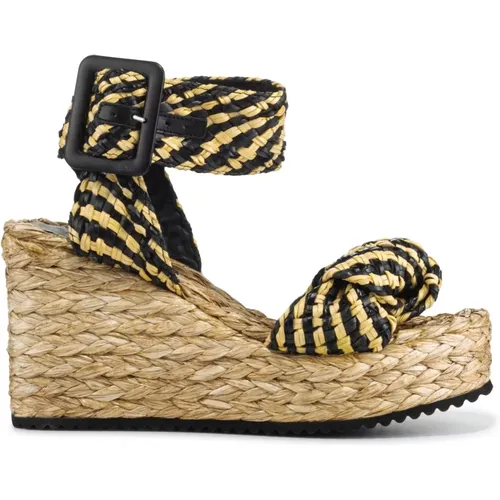 Mustard & Black Raffia Wedge Sandal , female, Sizes: 9 UK - Dodo BAR OR - Modalova