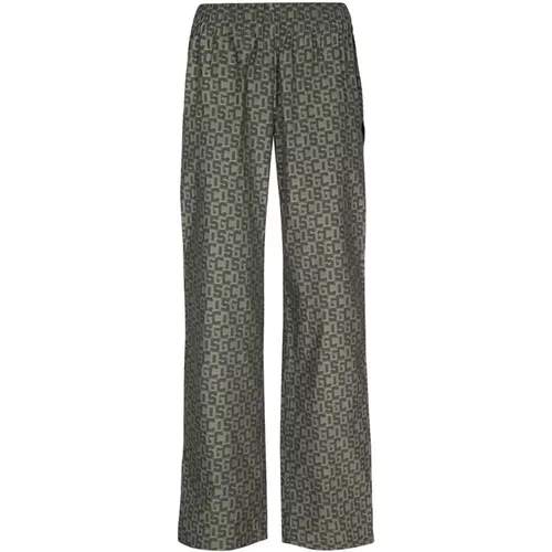 Wide Trousers, female, , Size: M Elasticated Waistband Cotton Trousers - Gcds - Modalova