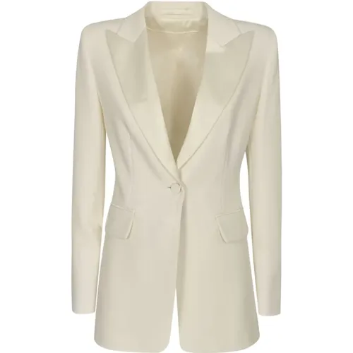 White Outerwear with Satin Lapels , female, Sizes: M, 2XS, XS - Max Mara - Modalova