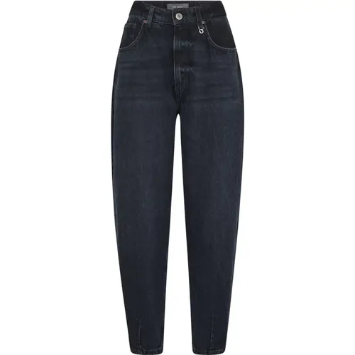 Dunkelblaue Mom Jeans mit hoher Taille , Damen, Größe: W28 - MOS MOSH - Modalova