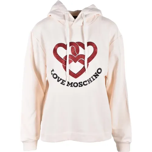 Hoodies, female, , Size: S Cotton Sweatshirt - Felpa Model - Love Moschino - Modalova