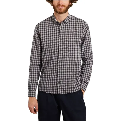 Navy Checkered Cotton Shirt , male, Sizes: S - YMC You Must Create - Modalova