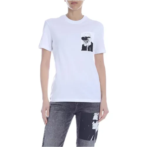 Legend Pocket T-Shirt in Weiß , Damen, Größe: M - Karl Lagerfeld - Modalova
