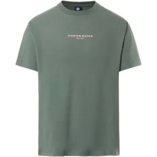 Bio-Baumwoll-T-Shirt mit kurzen Ärmeln und Rundhalsausschnitt , Herren, Größe: M - North Sails - Modalova