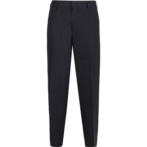 Suit Trousers, male, , Size: M Tailored Pin-Striped Trousers - Emporio Armani - Modalova