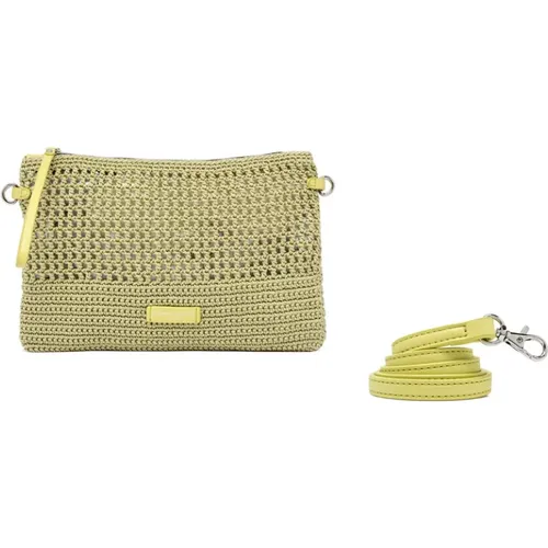 Crochet fabric clutch bag with leather , female, Sizes: ONE SIZE - Gianni Chiarini - Modalova