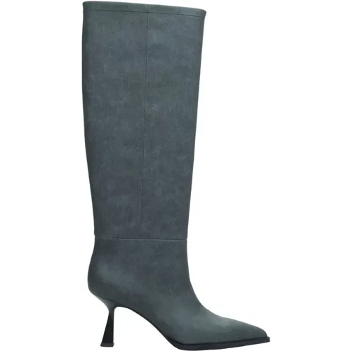 Heeled Boots, female, , Size: 9 US Women`s Grey Knee-High Stiletto Boots Er00113873 - Estro - Modalova