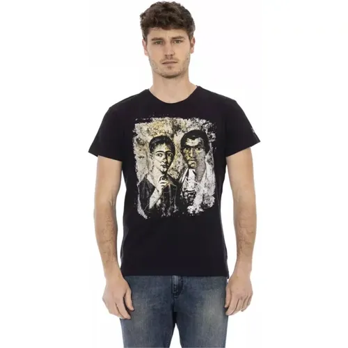 Einfaches Schwarzes T-Shirt mit Exklusivem Frontprint , Herren, Größe: S - Trussardi - Modalova