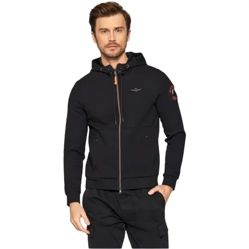 Zip-throughs, male, , Size: 2XL Adjustable Hooded Zip Sweatshirt - aeronautica militare - Modalova