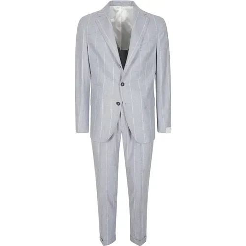 Single Breasted Suits, male, , Size: S Wool Silk Cashmere Single-Breasted Suit - Eleventy - Modalova