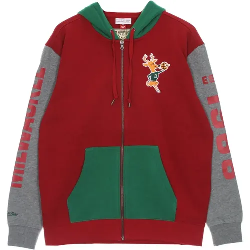 Zip-throughs, male, , Size: L NBA Scarlet Zip Hoodie - Mitchell & Ness - Modalova