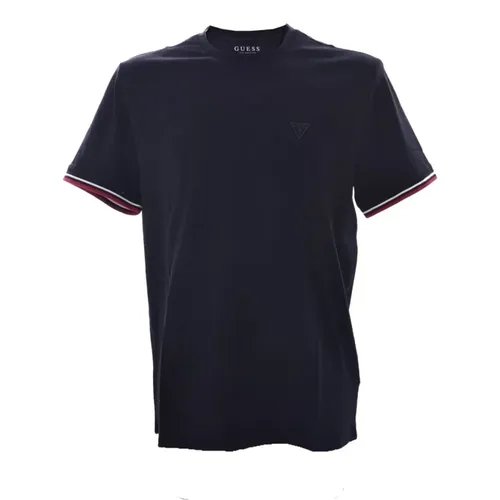Schwarzes Baumwoll-T-Shirt - Regular Fit , Herren, Größe: XS - Guess - Modalova