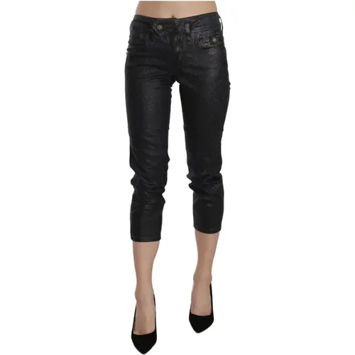 Schwarze Slim Leg Cropped Denim Hose , Damen, Größe: W24 - John Galliano - Modalova