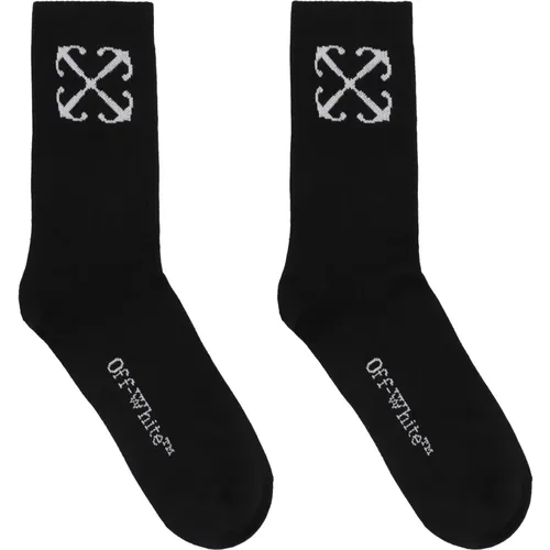 Socks, male, , Size: S Logo Cotton Blend Socks with Intarsia Detail - Off White - Modalova