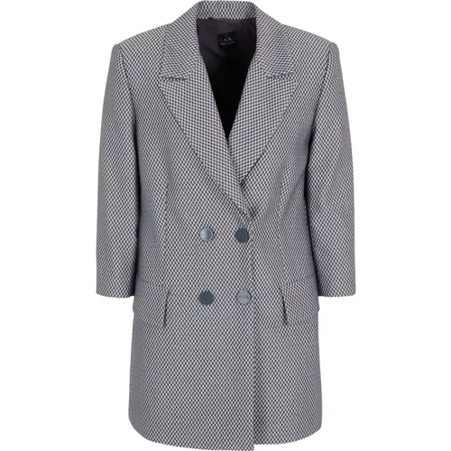 Blazers, male, , Size: 3XS Checkered Damen Blazer Racing Style - Armani Exchange - Modalova