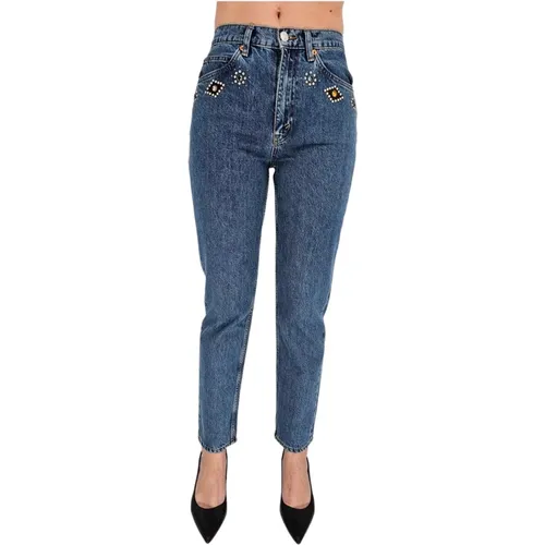 Indigo Stone Embellished Slim-Fit Jeans , female, Sizes: W26 - Re/Done - Modalova
