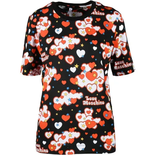 Luxuriöses Schwarzes T-Shirt für Frauen , Damen, Größe: L - Love Moschino - Modalova