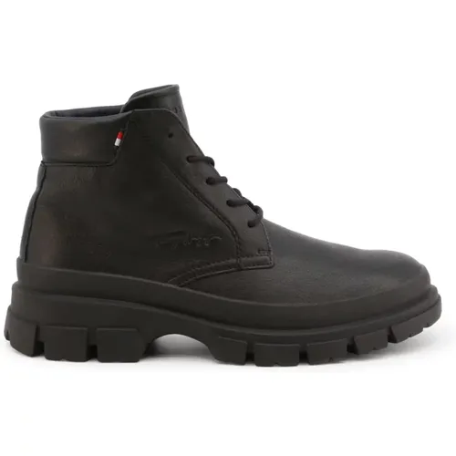Leather Ankle Boots with Round Toe , male, Sizes: 7 UK, 11 UK, 12 UK, 10 UK, 8 UK, 9 UK, 6 UK - Tommy Hilfiger - Modalova