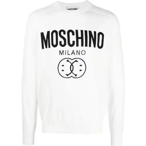 Weißer Logo-Print Pullover , Herren, Größe: S - Moschino - Modalova