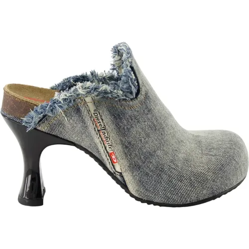 Heeled Mules, female, , Size: 9 US Denim Woodstock Mules for Women - Diesel - Modalova