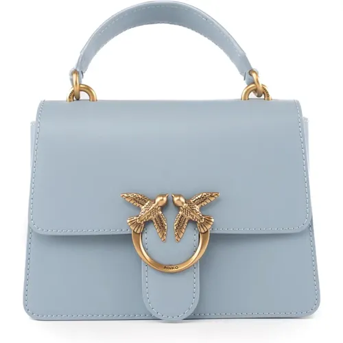 Lederhandtasche mit Love Birds Schnalle - pinko - Modalova