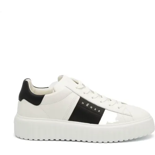 Striped Leather Sneakers Rubber Sole , female, Sizes: 10 UK, 6 UK, 9 UK, 7 1/2 UK, 8 UK, 8 1/2 UK, 6 1/2 UK, 7 UK - Hogan - Modalova