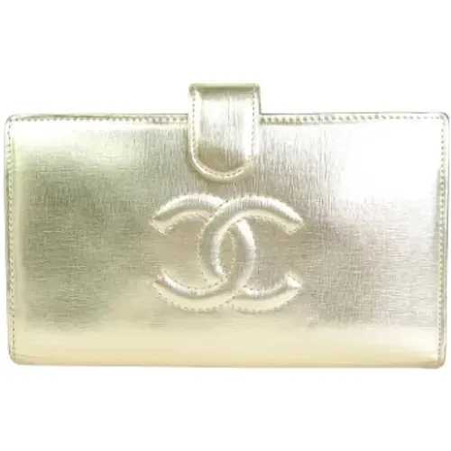 Luxury Gold Leather Women`s Bi-Fold Wallet , female, Sizes: ONE SIZE - Chanel Vintage - Modalova