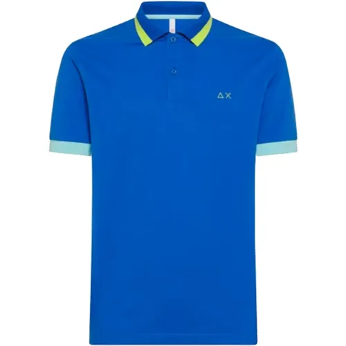 Gestreiftes Kragen Polo Shirt Königsblau , Herren, Größe: 2XL - Sun68 - Modalova