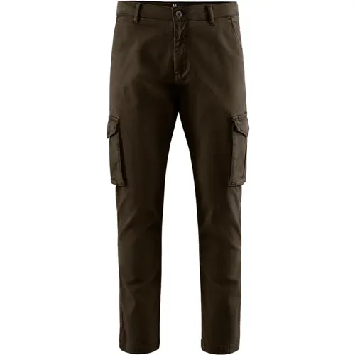 Straight Trousers, male, , Size: W31 Stretch Cotton Gabardine Cargo Pants - BomBoogie - Modalova