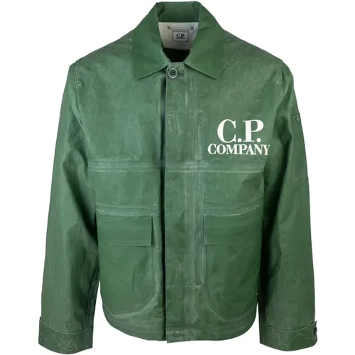 Logo Print Zip Jacket , male, Sizes: L - C.P. Company - Modalova