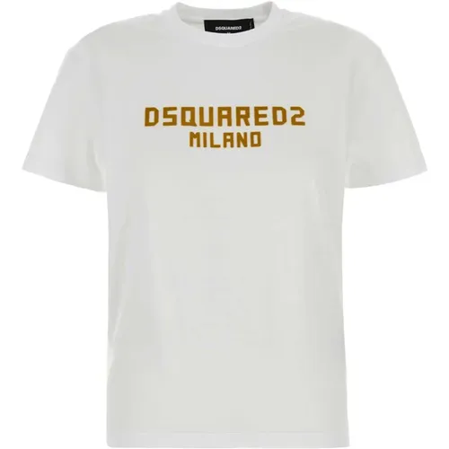 Klassisches Weißes Baumwoll-T-Shirt , Damen, Größe: XS - Dsquared2 - Modalova