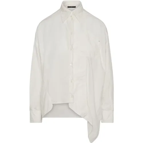 Interpret - Weite, asymmetrische Bluse aus elfenbeinfarbenem Popeline , Damen, Größe: XL - High - Modalova